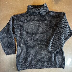 Cozy Black/grey Wool Knit Sweater designer, Falke